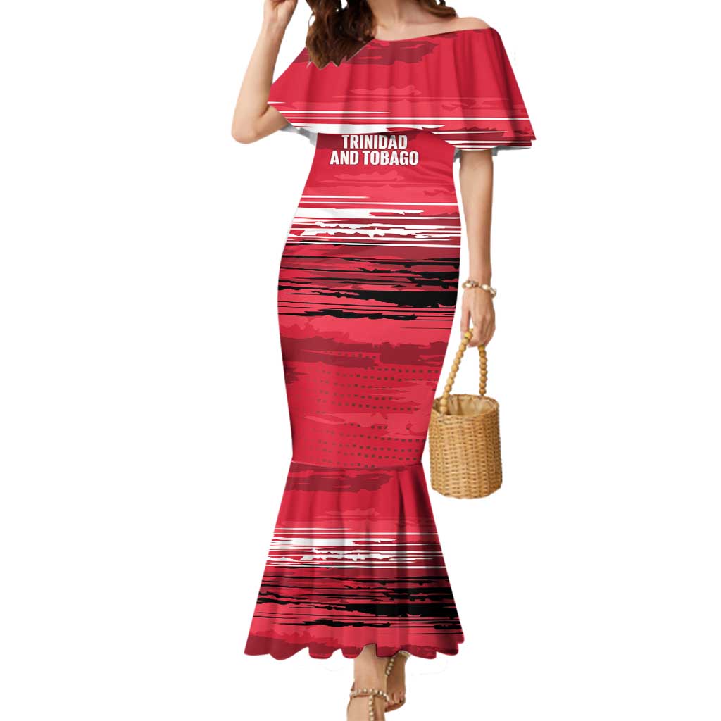 Custom Trinidad and Tobago Football Mermaid Dress 2025 Grunge Version - Wonder Print Shop
