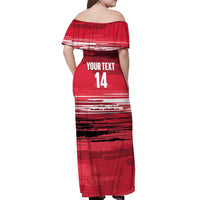 Custom Trinidad and Tobago Football Off Shoulder Maxi Dress 2025 Grunge Version - Wonder Print Shop