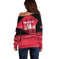 Custom Trinidad and Tobago Football Off Shoulder Sweater 2025 Grunge Version - Wonder Print Shop