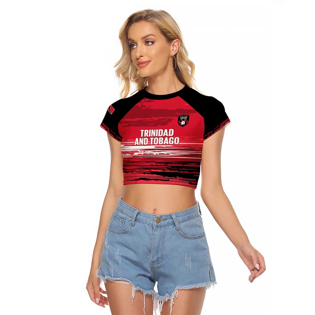 Custom Trinidad and Tobago Football Raglan Cropped T Shirt 2025 Grunge Version - Wonder Print Shop