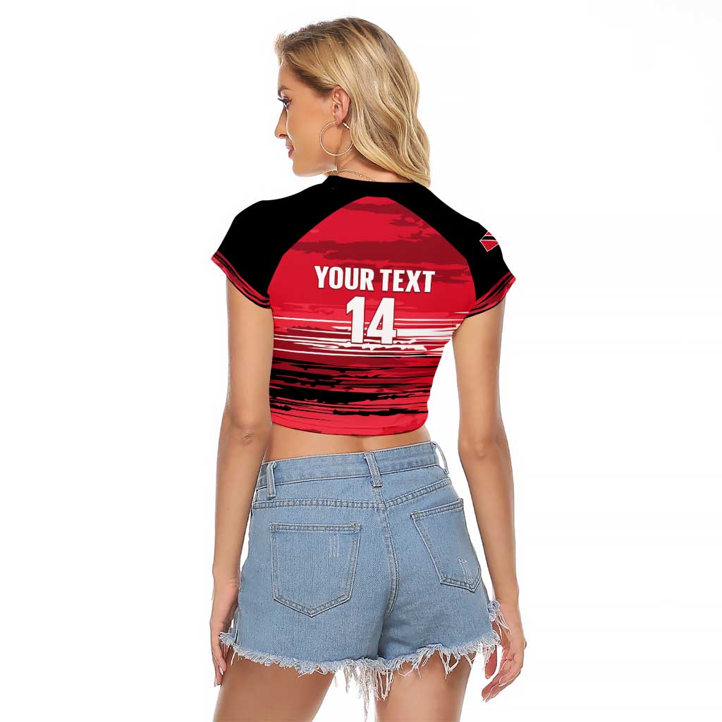 Custom Trinidad and Tobago Football Raglan Cropped T Shirt 2025 Grunge Version - Wonder Print Shop