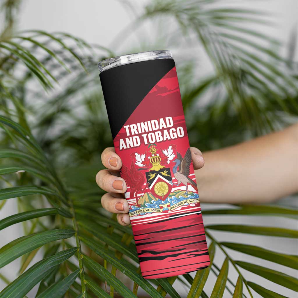 Custom Trinidad and Tobago Football Skinny Tumbler 2025 Grunge Version - Wonder Print Shop