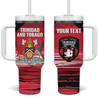 Custom Trinidad and Tobago Football Tumbler With Handle 2025 Grunge Version - Wonder Print Shop