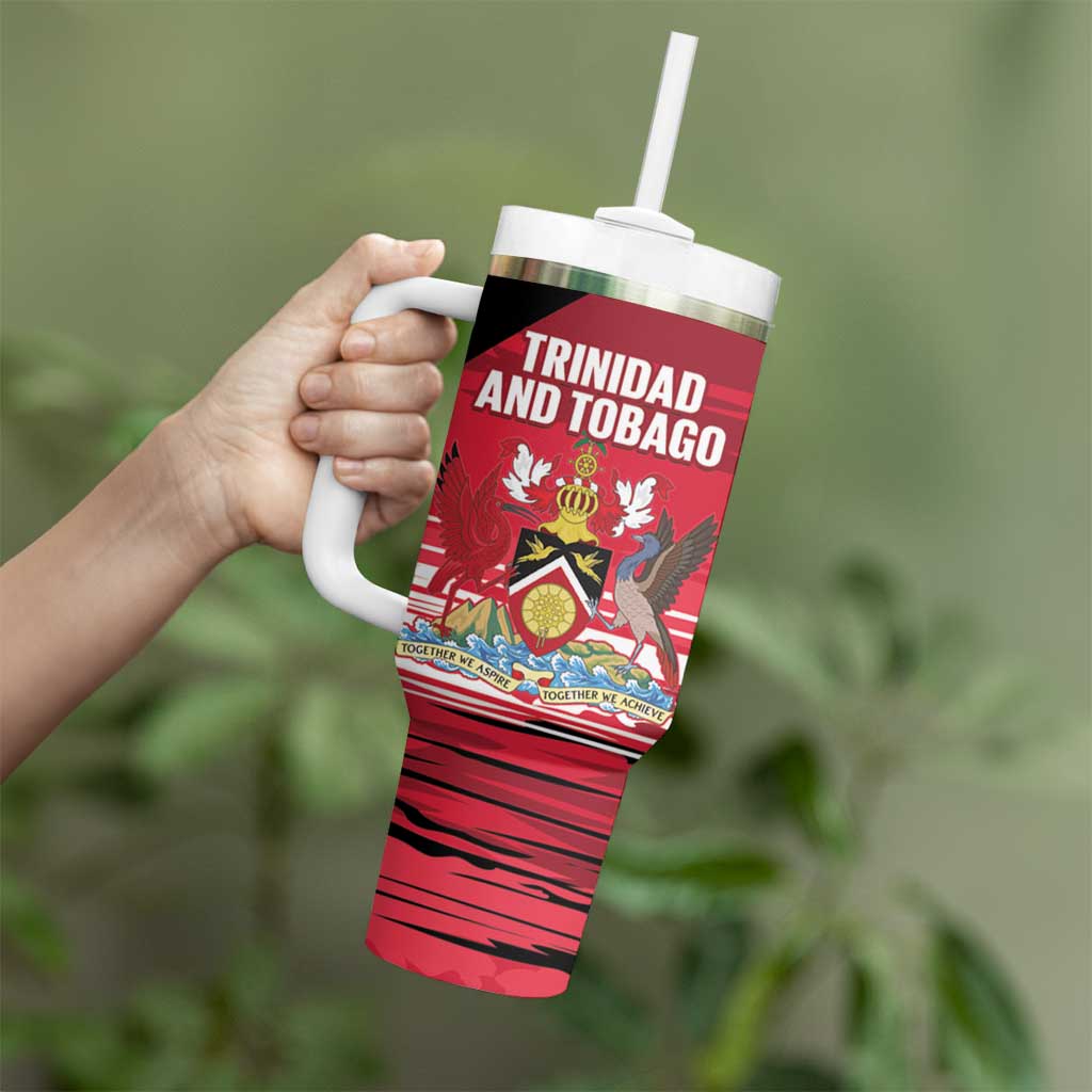 Custom Trinidad and Tobago Football Tumbler With Handle 2025 Grunge Version - Wonder Print Shop