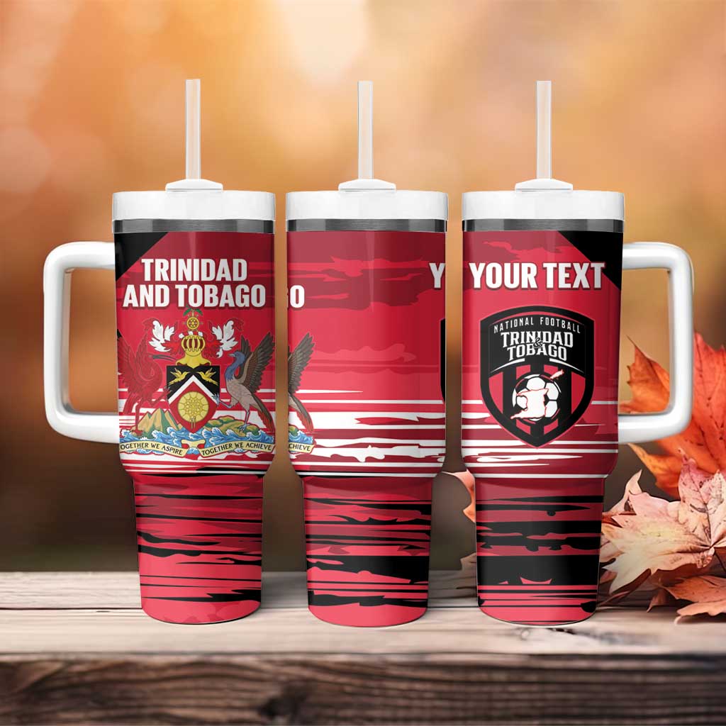 Custom Trinidad and Tobago Football Tumbler With Handle 2025 Grunge Version - Wonder Print Shop