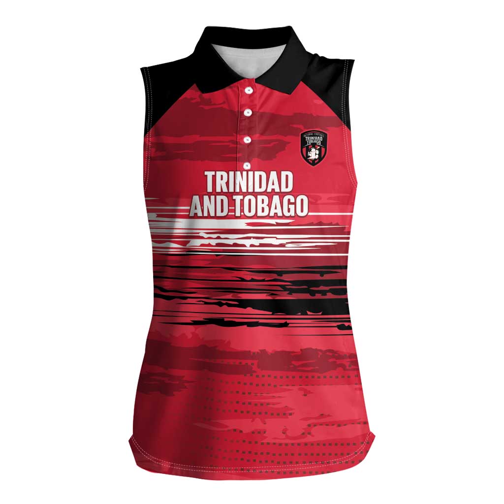 Custom Trinidad and Tobago Football Women Sleeveless Polo Shirt 2025 Grunge Version - Wonder Print Shop