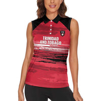Custom Trinidad and Tobago Football Women Sleeveless Polo Shirt 2025 Grunge Version - Wonder Print Shop