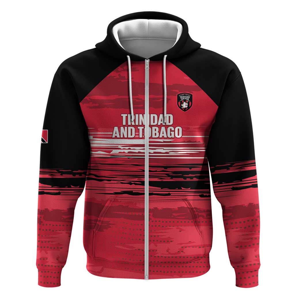 Custom Trinidad and Tobago Football Zip Hoodie 2025 Grunge Version - Wonder Print Shop
