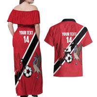 Custom Trinidad and Tobago Football Couples Matching Off Shoulder Maxi Dress and Hawaiian Shirt Come On Soca Warriors - Wonder Print Shop