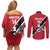Custom Trinidad and Tobago Football Couples Matching Off Shoulder Short Dress and Long Sleeve Button Shirt Come On Soca Warriors - Wonder Print Shop