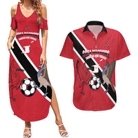 Custom Trinidad and Tobago Football Couples Matching Summer Maxi Dress and Hawaiian Shirt Come On Soca Warriors - Wonder Print Shop