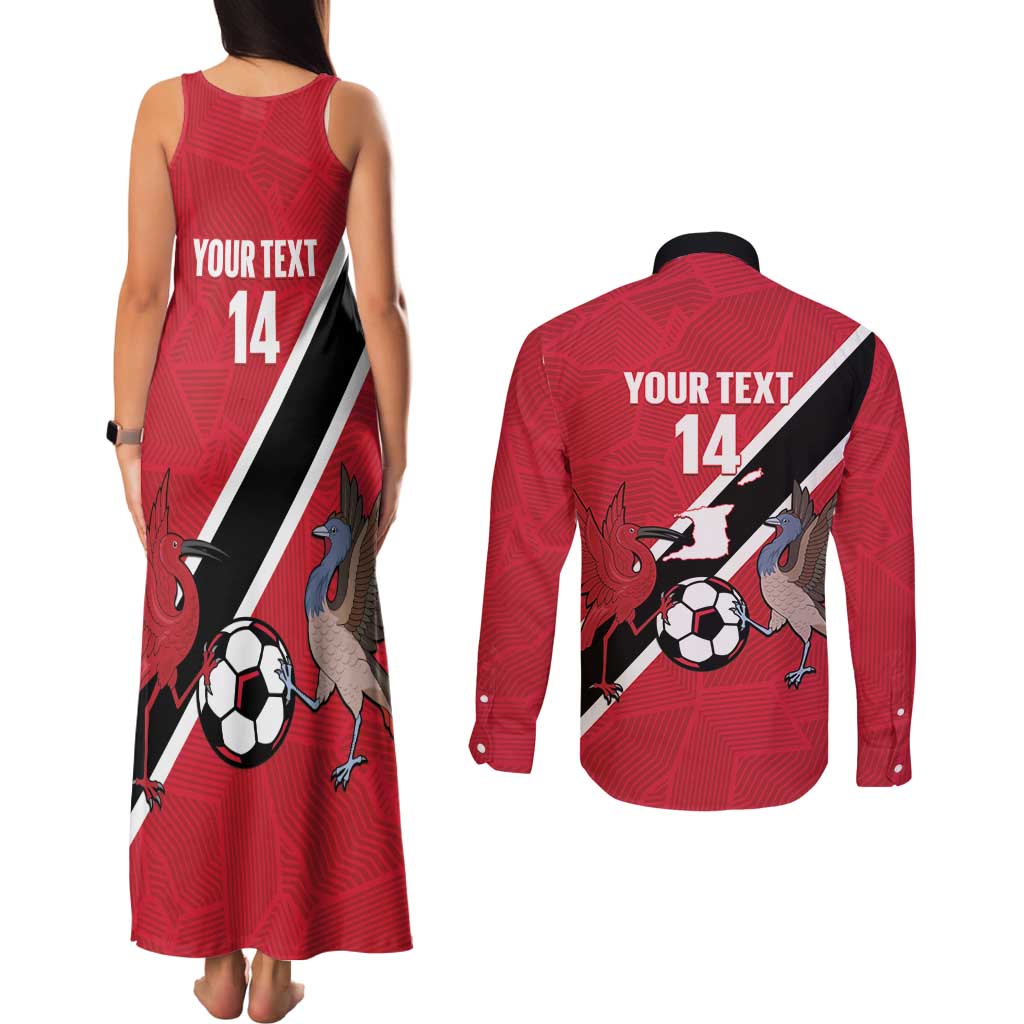 Custom Trinidad and Tobago Football Couples Matching Tank Maxi Dress and Long Sleeve Button Shirt Come On Soca Warriors - Wonder Print Shop