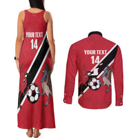 Custom Trinidad and Tobago Football Couples Matching Tank Maxi Dress and Long Sleeve Button Shirt Come On Soca Warriors - Wonder Print Shop