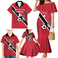 Custom Trinidad and Tobago Football Family Matching Mermaid Dress and Hawaiian Shirt Come On Soca Warriors - Wonder Print Shop