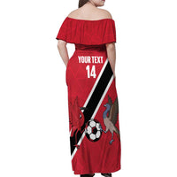Custom Trinidad and Tobago Football Family Matching Off Shoulder Maxi Dress and Hawaiian Shirt Come On Soca Warriors - Wonder Print Shop