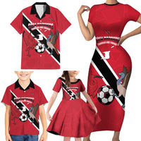 Custom Trinidad and Tobago Football Family Matching Short Sleeve Bodycon Dress and Hawaiian Shirt Come On Soca Warriors - Wonder Print Shop
