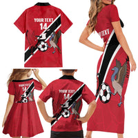 Custom Trinidad and Tobago Football Family Matching Short Sleeve Bodycon Dress and Hawaiian Shirt Come On Soca Warriors - Wonder Print Shop