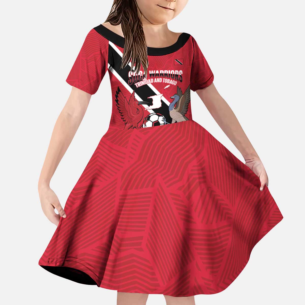 Custom Trinidad and Tobago Football Kid Short Sleeve Dress Come On Soca Warriors - Wonder Print Shop