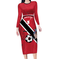 Custom Trinidad and Tobago Football Long Sleeve Bodycon Dress Come On Soca Warriors - Wonder Print Shop