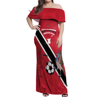 Custom Trinidad and Tobago Football Off Shoulder Maxi Dress Come On Soca Warriors - Wonder Print Shop
