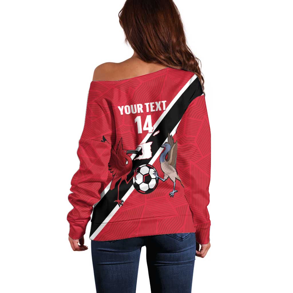 Custom Trinidad and Tobago Football Off Shoulder Sweater Come On Soca Warriors - Wonder Print Shop