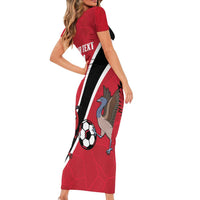 Custom Trinidad and Tobago Football Short Sleeve Bodycon Dress Come On Soca Warriors - Wonder Print Shop