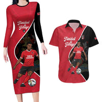 Custom Trinidad and Tobago Football Couples Matching Long Sleeve Bodycon Dress and Hawaiian Shirt 2025 Go Champions - Wonder Print Shop