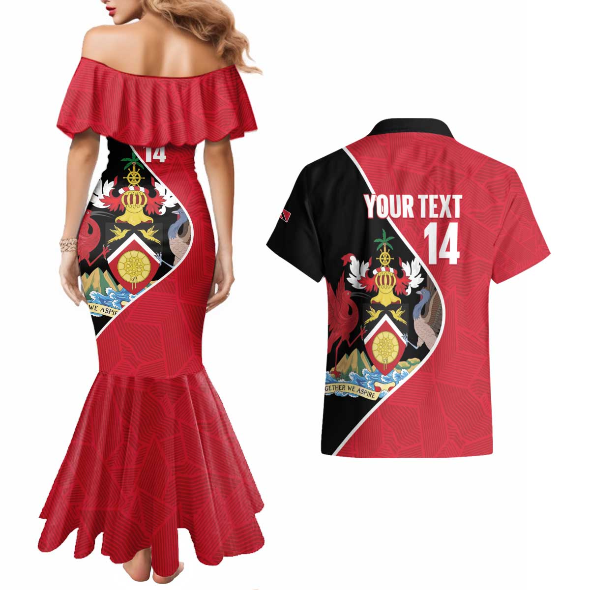 Custom Trinidad and Tobago Football Couples Matching Mermaid Dress and Hawaiian Shirt 2025 Go Champions - Wonder Print Shop