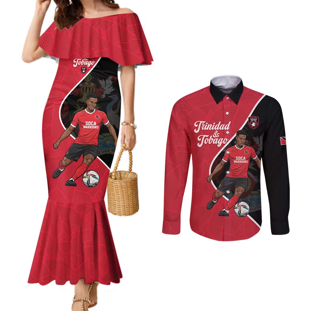 Custom Trinidad and Tobago Football Couples Matching Mermaid Dress and Long Sleeve Button Shirt 2025 Go Champions - Wonder Print Shop