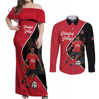 Custom Trinidad and Tobago Football Couples Matching Off Shoulder Maxi Dress and Long Sleeve Button Shirt 2025 Go Champions - Wonder Print Shop