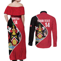 Custom Trinidad and Tobago Football Couples Matching Off Shoulder Maxi Dress and Long Sleeve Button Shirt 2025 Go Champions - Wonder Print Shop