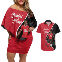 Custom Trinidad and Tobago Football Couples Matching Off Shoulder Short Dress and Hawaiian Shirt 2025 Go Champions - Wonder Print Shop