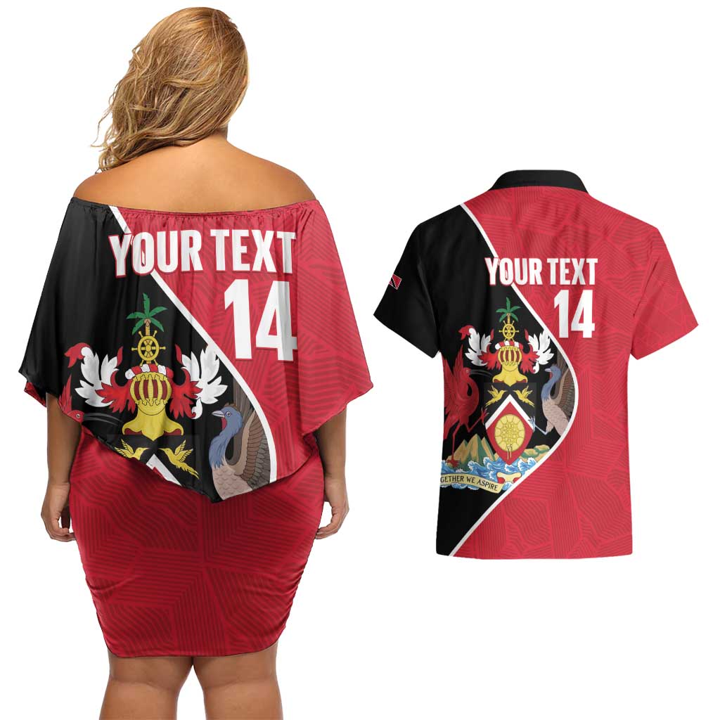 Custom Trinidad and Tobago Football Couples Matching Off Shoulder Short Dress and Hawaiian Shirt 2025 Go Champions - Wonder Print Shop