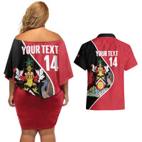 Custom Trinidad and Tobago Football Couples Matching Off Shoulder Short Dress and Hawaiian Shirt 2025 Go Champions - Wonder Print Shop