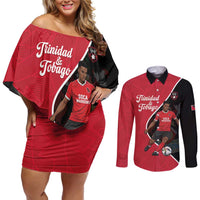 Custom Trinidad and Tobago Football Couples Matching Off Shoulder Short Dress and Long Sleeve Button Shirt 2025 Go Champions - Wonder Print Shop