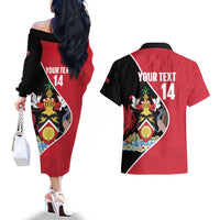 Custom Trinidad and Tobago Football Couples Matching Off The Shoulder Long Sleeve Dress and Hawaiian Shirt 2025 Go Champions - Wonder Print Shop