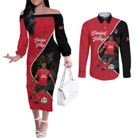 Custom Trinidad and Tobago Football Couples Matching Off The Shoulder Long Sleeve Dress and Long Sleeve Button Shirt 2025 Go Champions - Wonder Print Shop