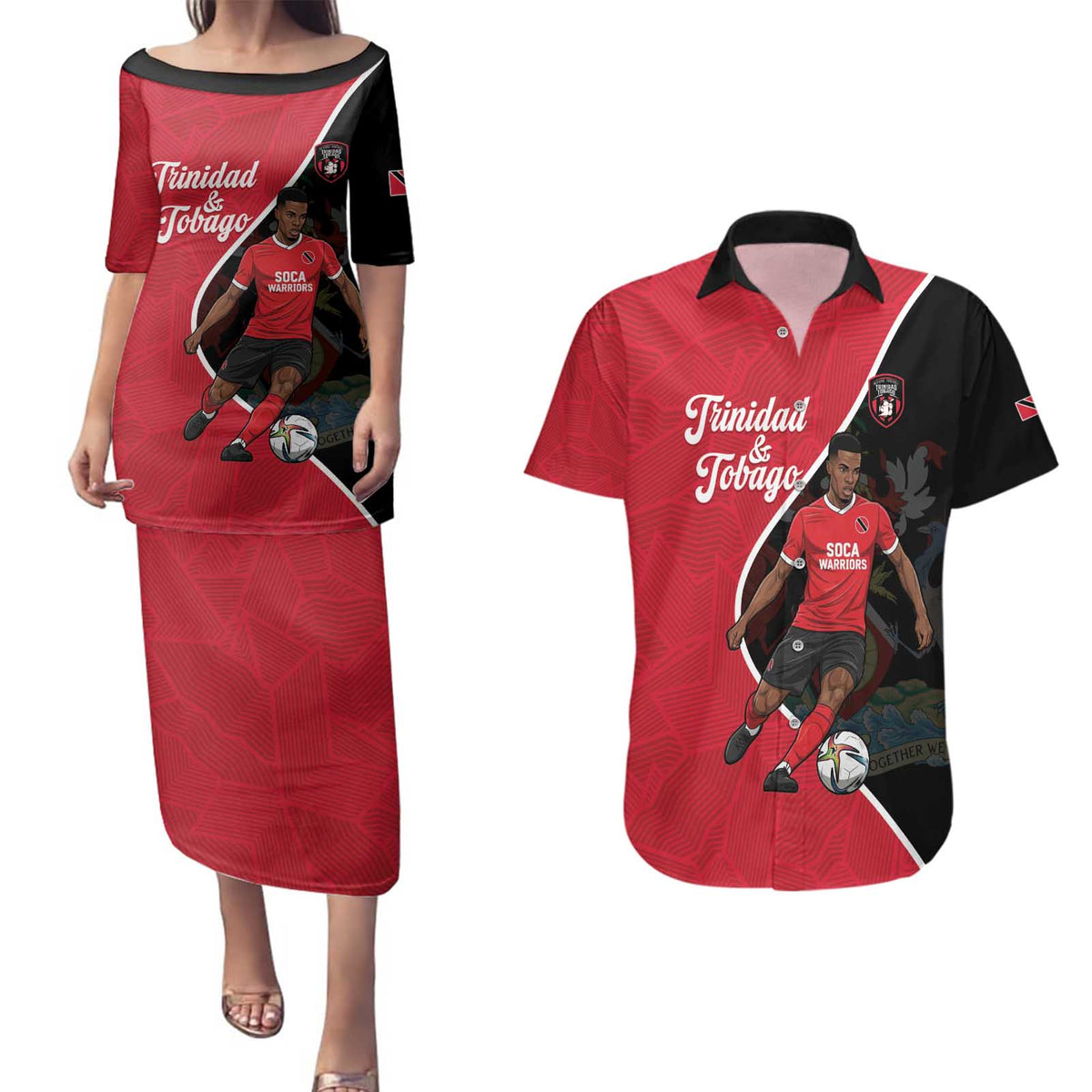 Custom Trinidad and Tobago Football Couples Matching Puletasi and Hawaiian Shirt 2025 Go Champions - Wonder Print Shop