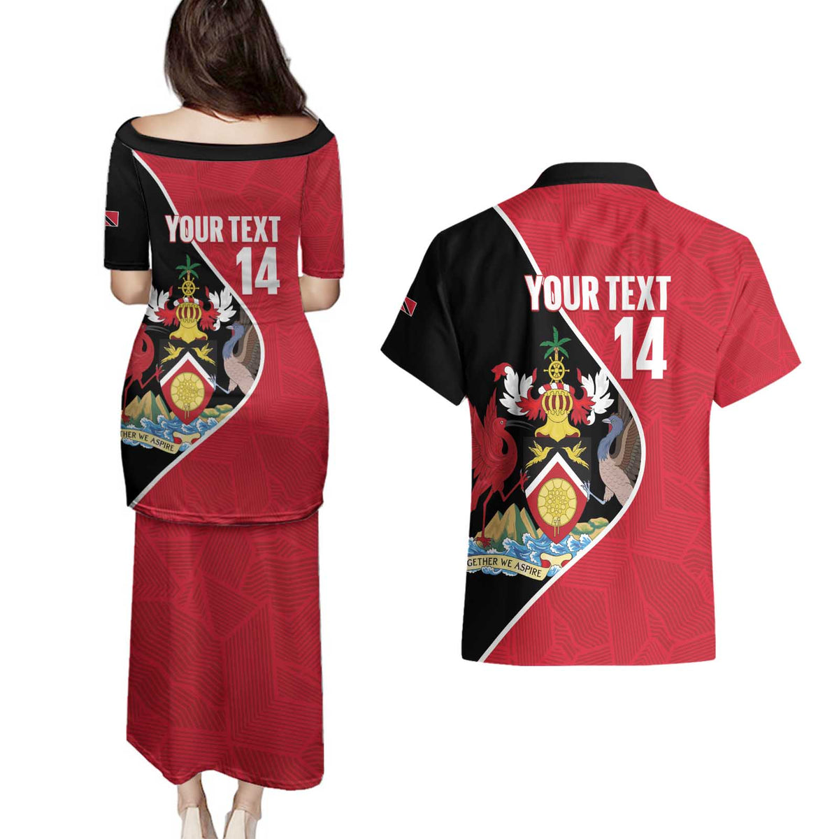 Custom Trinidad and Tobago Football Couples Matching Puletasi and Hawaiian Shirt 2025 Go Champions - Wonder Print Shop