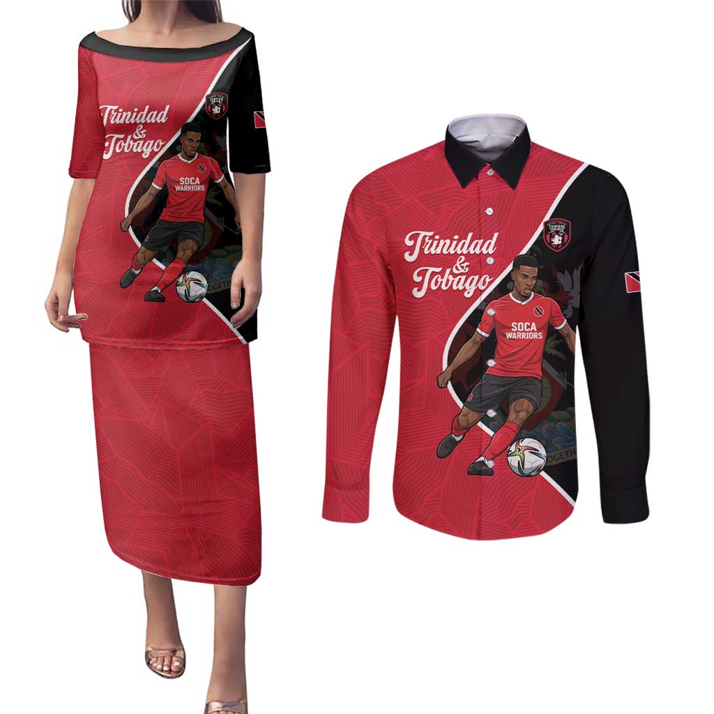 Custom Trinidad and Tobago Football Couples Matching Puletasi and Long Sleeve Button Shirt 2025 Go Champions - Wonder Print Shop