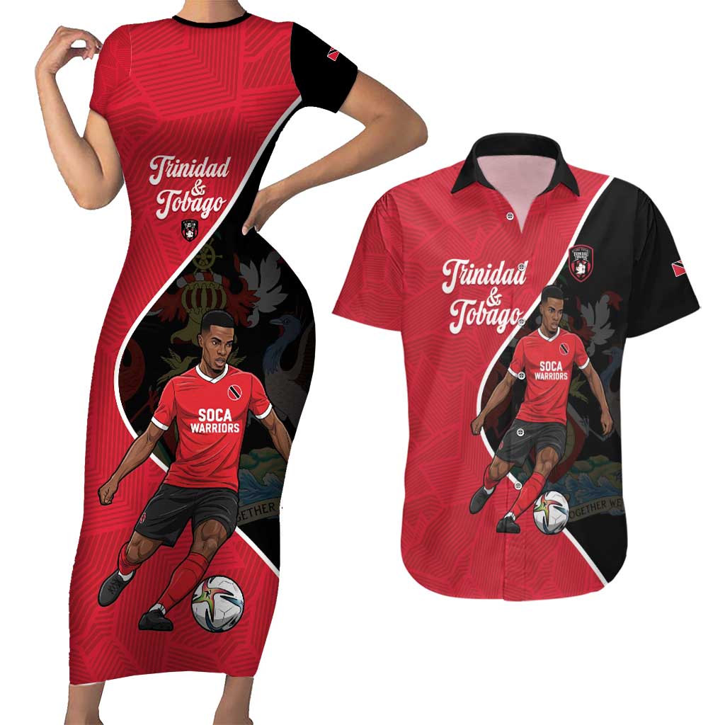 Custom Trinidad and Tobago Football Couples Matching Short Sleeve Bodycon Dress and Hawaiian Shirt 2025 Go Champions - Wonder Print Shop