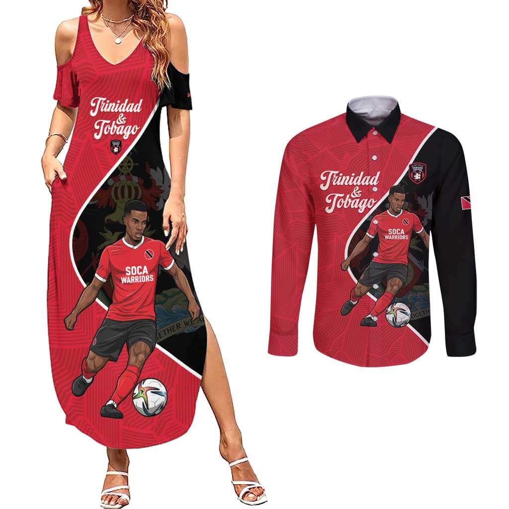 Custom Trinidad and Tobago Football Couples Matching Summer Maxi Dress and Long Sleeve Button Shirt 2025 Go Champions - Wonder Print Shop