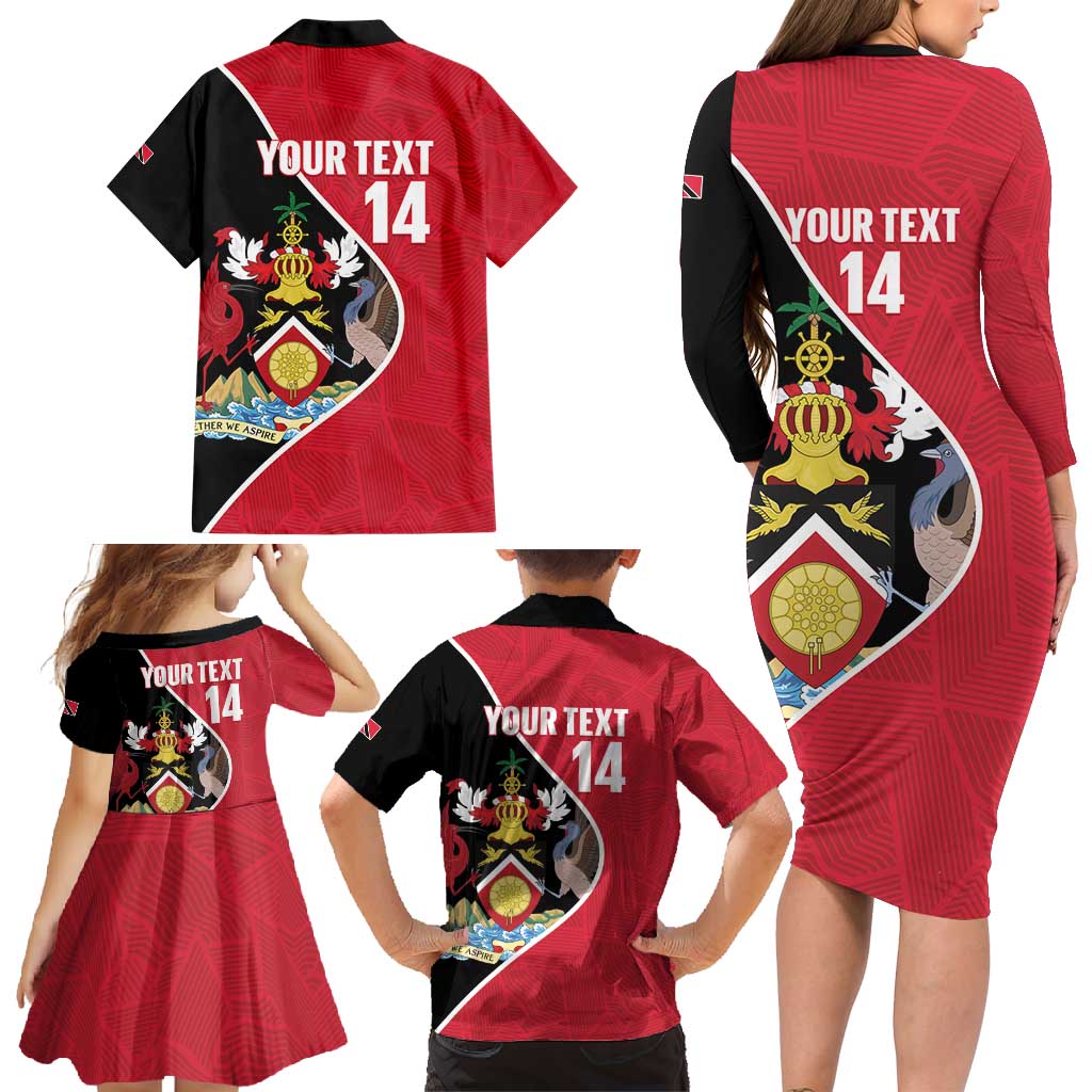 Custom Trinidad and Tobago Football Family Matching Long Sleeve Bodycon Dress and Hawaiian Shirt 2025 Go Champions - Wonder Print Shop