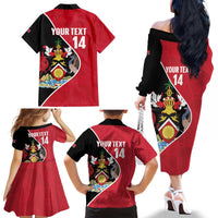 Custom Trinidad and Tobago Football Family Matching Off The Shoulder Long Sleeve Dress and Hawaiian Shirt 2025 Go Champions - Wonder Print Shop
