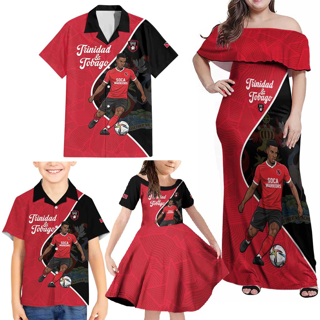 Custom Trinidad and Tobago Football Family Matching Off Shoulder Maxi Dress and Hawaiian Shirt 2025 Go Champions - Wonder Print Shop