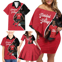 Custom Trinidad and Tobago Football Family Matching Off Shoulder Short Dress and Hawaiian Shirt 2025 Go Champions - Wonder Print Shop