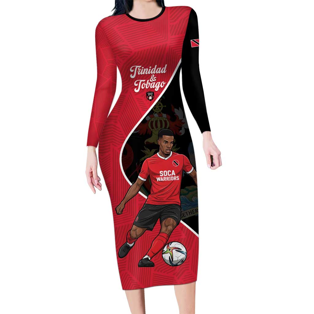 Custom Trinidad and Tobago Football Long Sleeve Bodycon Dress 2025 Go Champions - Wonder Print Shop