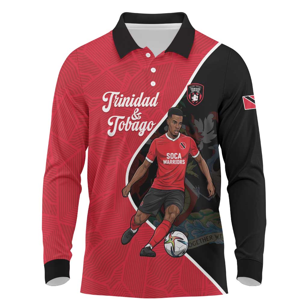Custom Trinidad and Tobago Football Long Sleeve Polo Shirt 2025 Go Champions - Wonder Print Shop