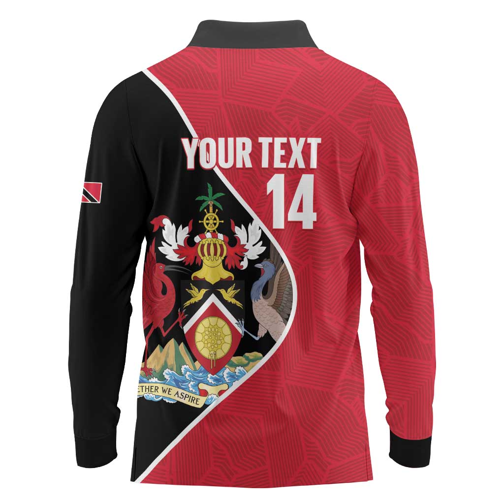 Custom Trinidad and Tobago Football Long Sleeve Polo Shirt 2025 Go Champions - Wonder Print Shop