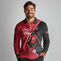 Custom Trinidad and Tobago Football Long Sleeve Polo Shirt 2025 Go Champions - Wonder Print Shop